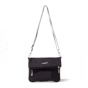 Baggallini Flip Zip XBODY. Black/Silver.